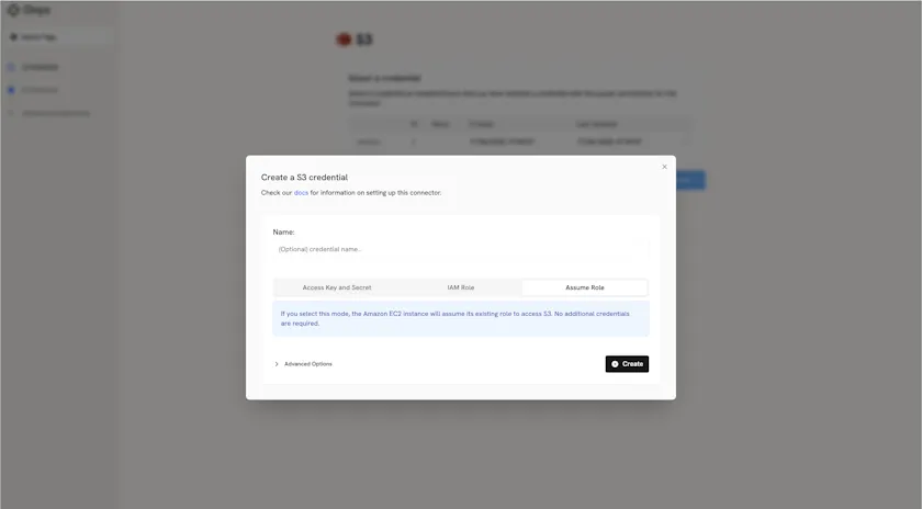 Screenshot of Negere-Fej S3 assume role configuration
