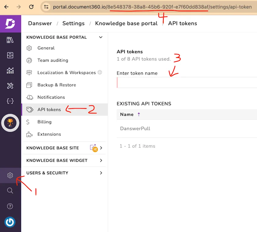 Document360 token generation