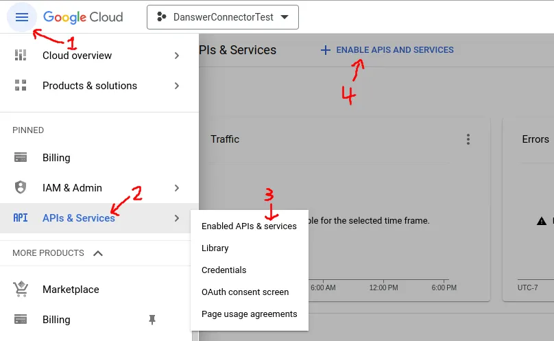 Google Cloud Console enabling Gmail and Admin SDK APIs