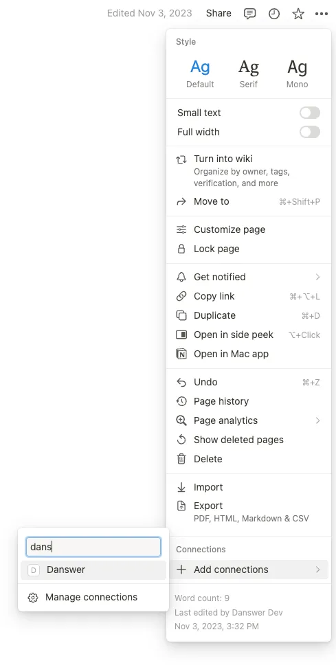 Adding the Negere-Fej integration to a Notion workspace or page